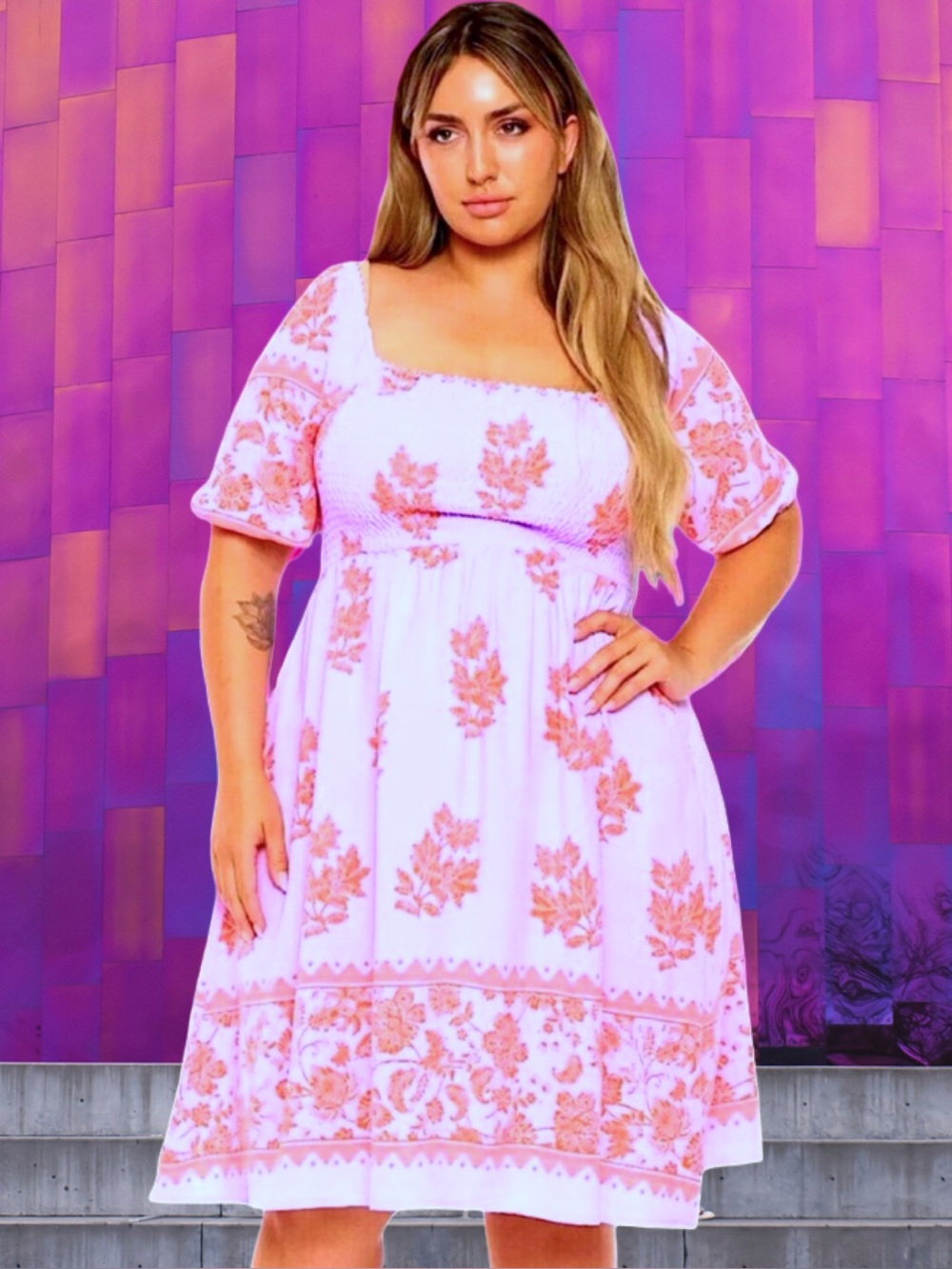 🆕Haptics Women’s plus-size Lavander/Light Pink Patterned Mini Dress❤️❤️3X